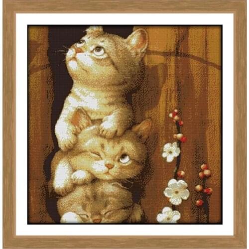 Three little kittens counted 11CT 14CT Cross Stitch Kit Set DIY DMC Cute animals Cross-stitch Embroidery Needlework Home Decor