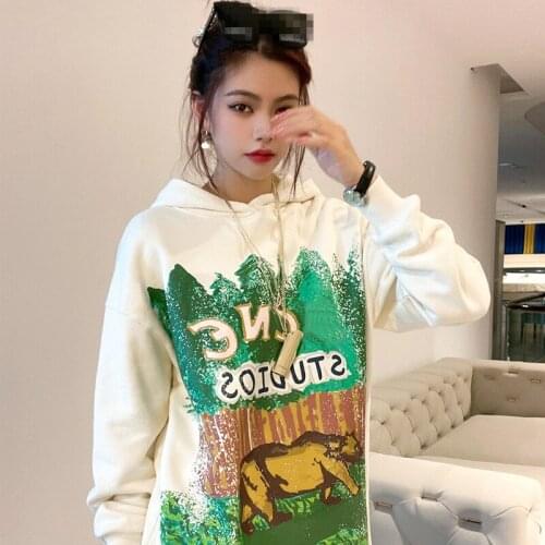 2021 New Autumn Casual Men Sweatshirt White Loose High Quality Women Hoodies Fashion Elegant Print Unisex Pullovers T487