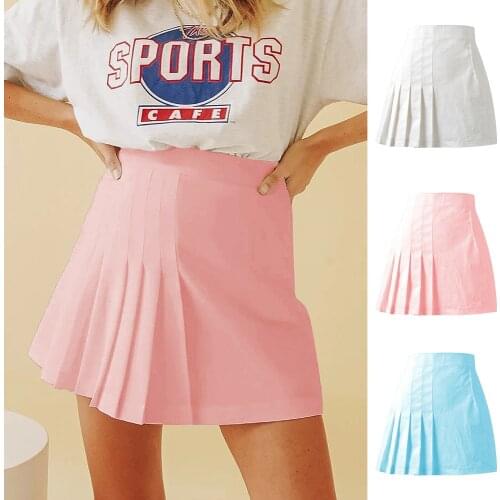 Solid Pleated High Waist Stitching Cute Sweet Student Mini Dress Summer Women Skirt Fashion Female Girls Korean Style Plus Size