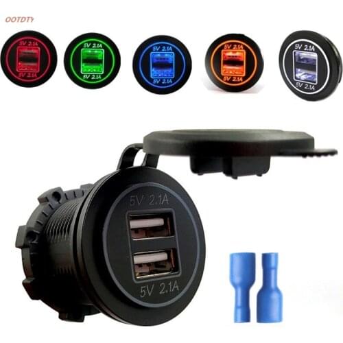 OOTDTY 12V/24V Dual USB 2.1A Car Charger Power Adapter For iPhone iPad Mobile Phone GPS