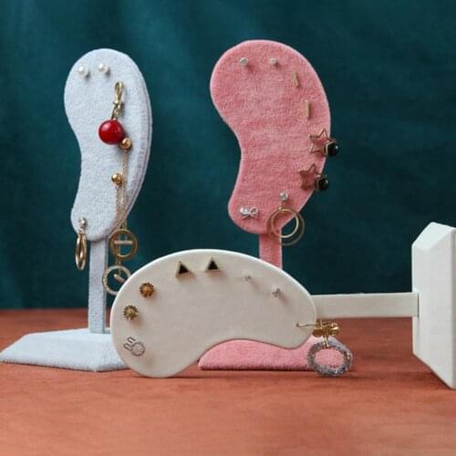 Earring Storage Holders & Racks Muti-purpose Ear-shaped Display Stand Flannel Earring Holder for Earring 2021 Jewelry Organizer