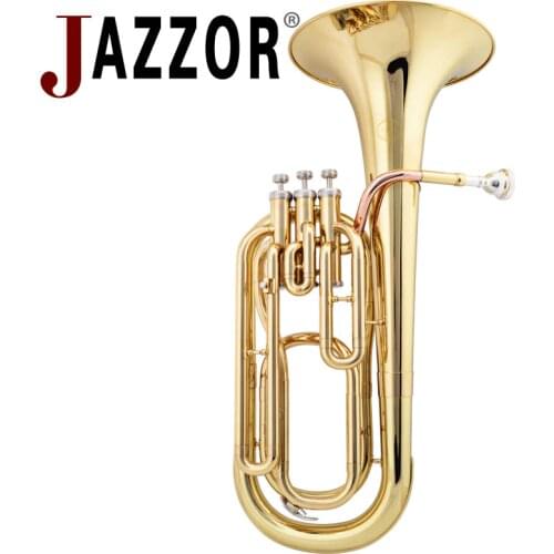 JAZZOR JZBT-300 Professional baritone horn B Flat Gold / Silver Brass Baritone brass wind instrument with mouthpiece & case