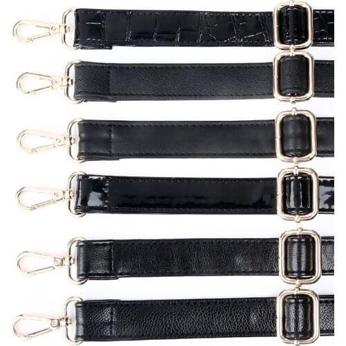 Adjustable Black Bag Strap DIY Replacement Black PU Leather Shoulder Bags Straps, Belts for Handbags, Purses (3 Metal Colors)