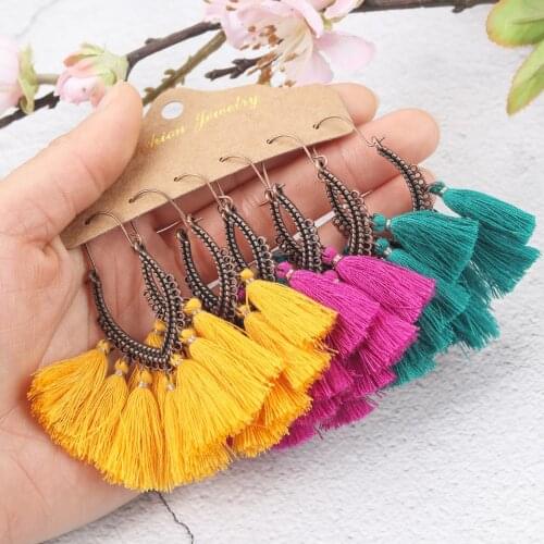 Fringe Vintage Boho Bohemian Ethnic Tassel Drop Dangle Hanging Earrings for Women Female 2019 New Fashion Jewelry Accessories
