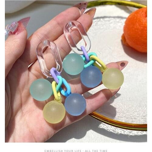 S925 Silver Needle Acrylic Contrast Grape Earrings Female Niche Design Sense Summer Bubble Water Candy Color Balloon Earrings