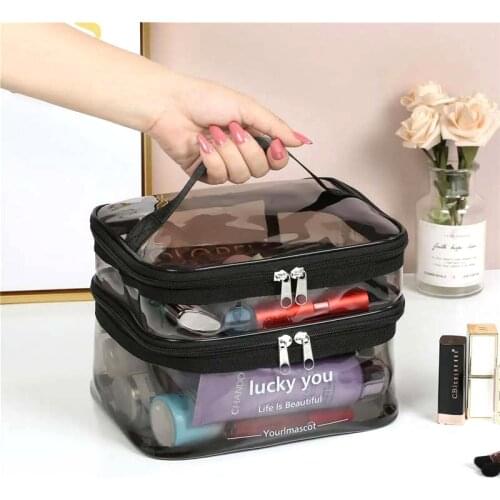 Net red cosmetic bag female super fire double-layer large-capacity portable toiletry bag box waterproof cosmetic travel storage