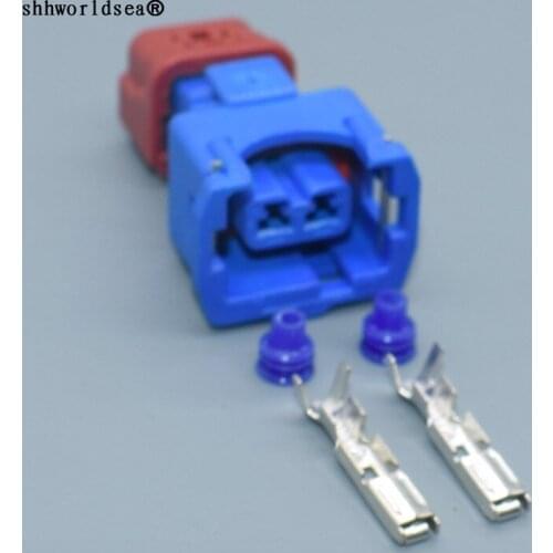 Shhworldsea 2 Pin 3.5mm way Knock Sensor Plug blue female auto electric wire connector PB186-02326
