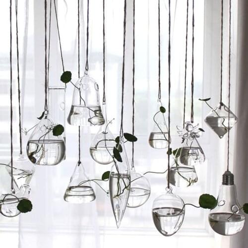 Glass Flower Planter Vase Wall Hanging Nordic Styles Art Flowers Vase Plant Holder Fish Tank Aquarium Container Home Decor