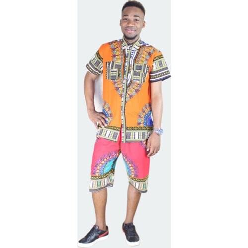 Turkey Unisex African 100% Cotton Single Breasted Orange Dashiki Tops Shirts caftan mariage