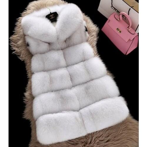 2021 Spring Woman Faux Fur Sleeveless Vests Winter Female Casual Outerwear Ladies Solid Fake Fur Waistcoat with Hood 3XL Q284