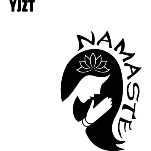 YJZT 8.4*12.4CM Car Sticker Holy Flower Girl Namaste Black/Silver Vinyl Decal Fantastic Interesting Style High Quality C20-0484