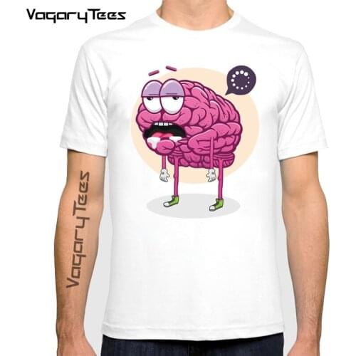 Funny Cartoon pink brain Printing Brain Loading T-shirt Summer Casual O-Neck Short Sleeve Gamer Computer Geek Tshirt