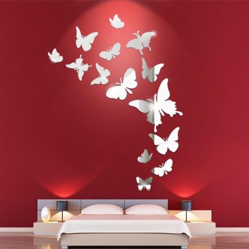 Butterfly Mirror Wall Sticker 3D DIY TV Background Living Room Stickers Christmas Wall Decor Bedroom Bathroom Home Decoration