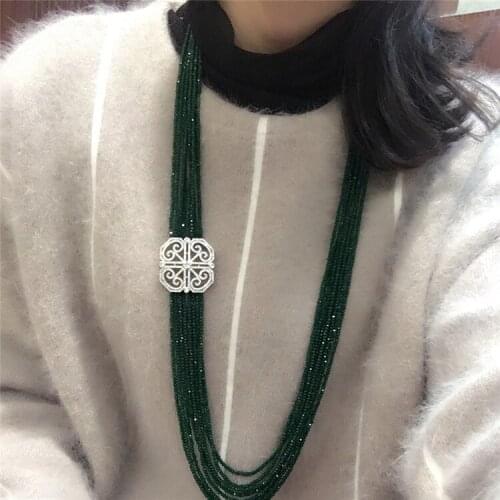 Womens fashion zircon accessories clasp DIY green glass crystal necklace welcome custom colors fashion jewelry