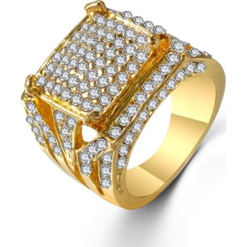 Ladies jewelry ROSE Gold Filled Two-tone Engaged Square gem Women Ring 3D flash gems Jewelry womens gift Crystal zircon