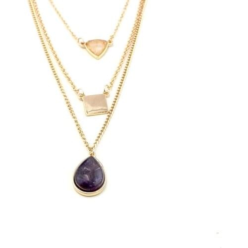 Szelam Multilayer Water Drop Purple Natural Stone Necklaces Pendants Multilayer Gold Choker Necklace Women 2019 SNE160064