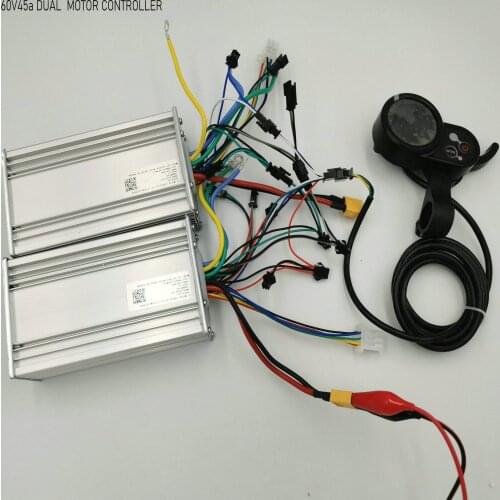 1*LCD Display with Shifter+2*Controllers 60v45A 12MOSFET for Electric Scooter Dual Motor Driven MTB Mobility Tricycle Diy Parts