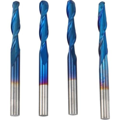 12Pcs Milling Cutter Shank CNC Engraving Bit Single Flute Router Bit Machining Tool Ball Nose Carbide End Mill 1/8Inch