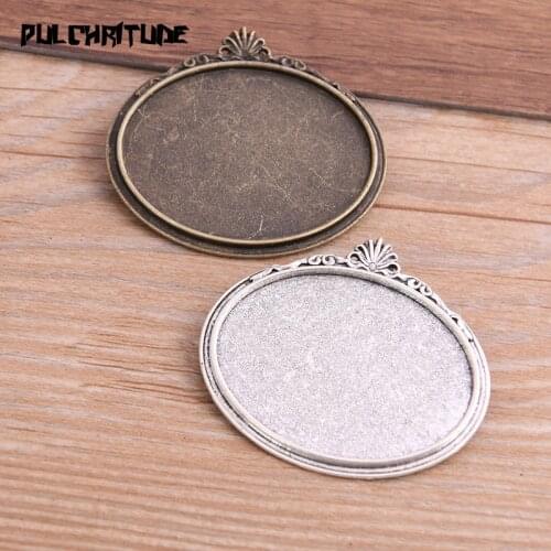 2pcs 30*40mm Inner Size Two Color New Product Oval Punk Brooch Cabochon Base Setting Charms Pendant