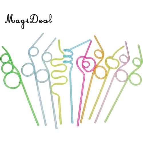 20 Pieces Crazy Curly Drinking Straws Wiggle Twisty Kids Party Bag Fillers