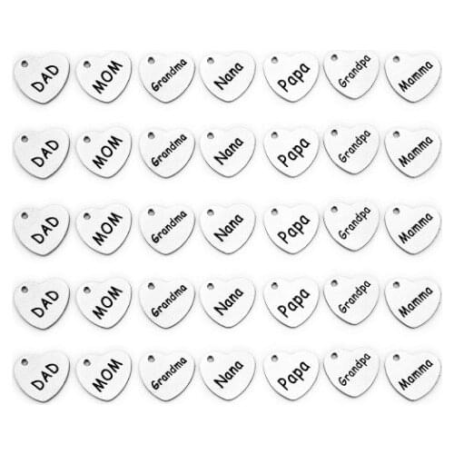 5pcs/lot 13mm heart lettering Connector Metal Alloy Pendant For DIY bracelet Jewelry Making rt3s