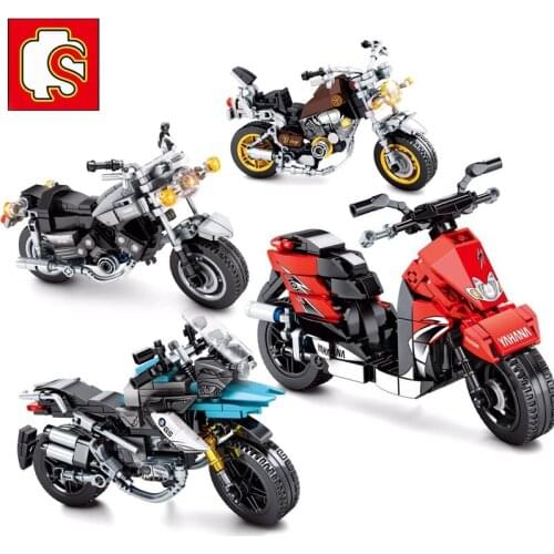 Sembo Blocks Technic MOC Mechanical Heavy Locomotive Motorcycle Building Bricks Sets Educational Toy Model boys Toys diy Gifts