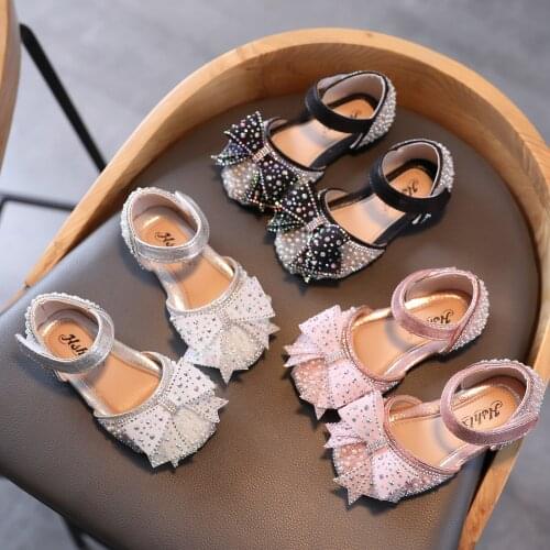 Girls' Princess Sandals Toddler Infant Kids Baby Bowknot Crystal Sweet Shoes Princess Dancing Porm Banquet Capped Flats Shoes