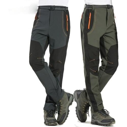 LOMAIYI 5XL Mens Warm Winter Pants Men Fleece Lining Cargo Pants Mens Waterproof Trousers Male Stretch Casual Work Pants AM110