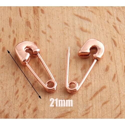 21mm Rose gold small safety pins sewing knitting tool For Earring garment accessories Pins Crafting Supplies 50/100pcs