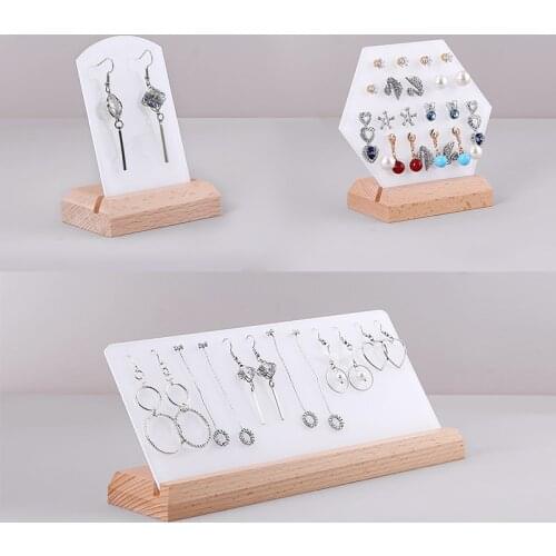 Wooden and acrylic earring organizer earring stand for jewelry holders jewelery jewellery display case earing props