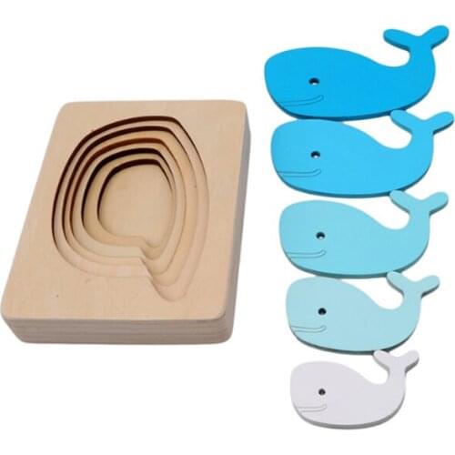 Baby Kids Wooden Toys Children Animal Carton 3D Puzzle Multilayer Jigsaw Puzzles Baby Toys Child Early Educational Aids Gifts