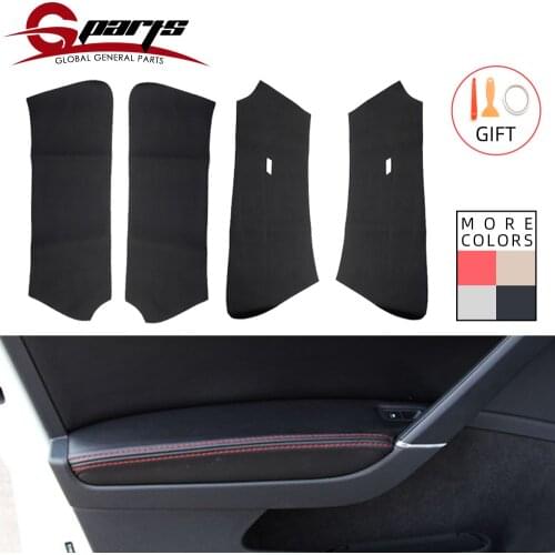 G-Parts Car Microfiber Leather Door Handle Anels Armrest Covers Protective Trim With Mount Fittings For VW Golf 7 2014-2019