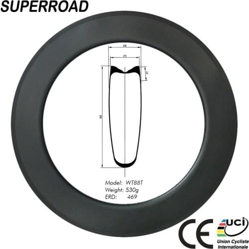 Hot Sale Cheap 28mm Wide 88mm Deep Toray 700C T700 Carbon Road Bike Bicycle Tubular Rims 24H