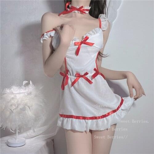 Hot Sexy Lingerie Erotic Maid Cosplay Costumes Womens Backless Nurse Role Play Student Uniform Nightdress Nightwear with Panty