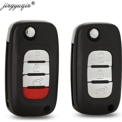 Jingyuqin 3 Button 4 Button Flip Remote Key Shell for Benz Smart Fortwo 453 Forfour 2015-2017 Car key Case Replacement