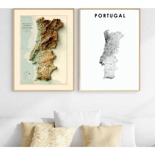 Portugal Map Poster Black White Wall Picture Prints Office Decor Portuguesa Map Modern Wall Art Canvas Painting Home Art Decor