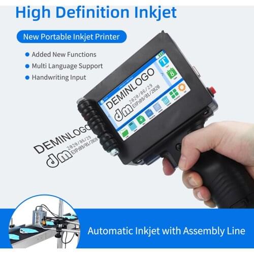 Handheld Printer Portable Inkjet Printer Inkjet Code Printer 4.3 Inch LED Touchscreen Quick-Drying Ink Cartridge