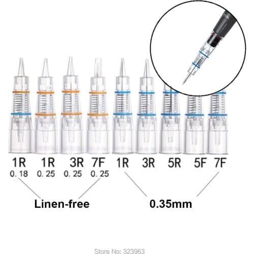 0.18mm 0.25mm 0.35mm Linen-free Tattoo Needles Cartridge 1RL 3RL 5RL 5F 7F for Permanent Makeup Pen Machine Microblading Needles