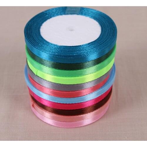 6mm 25 Yards Cheap Satin Ribbon For Arts Crafts & Sewing Christmas Wedding Party Decoration Gift Wrap Handmade DIY Material