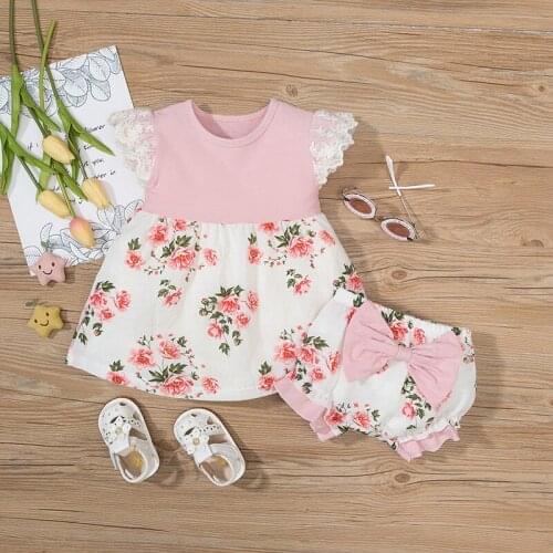 Summer Baby Girls Clothes Set Infant Cotton Print Cute Suit T Shirt Tops+Shorts 2PCS Outfits 3-18 M Baby Princess Sweet Clothing