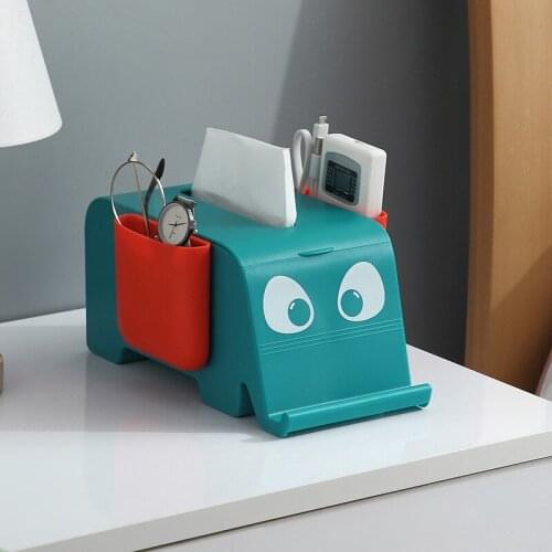 Multifunctional Tissue Box Elephant Shape Napkin Case Organizer With Mobile Phone Holder Rack Remote Control Storage Box