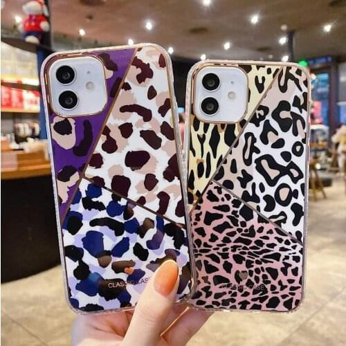 Fashion Luxury Leopard Print Laser Phone Case for iphone 12 11 Pro Max 7 8 Plus X XR XS Max Glossy Soft Tpu Cute Leopard Case