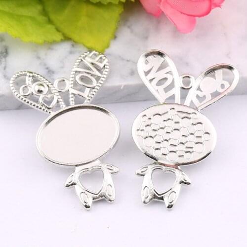 Reidgaller 5pcs white K pendant cabochon base settings 18x25mm dia blank cameo tray blanks diy jewelry findings