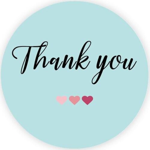 DouxArt 100pcs Thank You Stickers Labels, 40MM Colorful Heart Marriage Wedding Party Baptism Communion Invitation Seals Q016