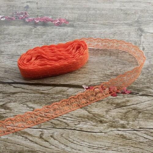 Wholesale beautiful 10 yards 22mm Orange lace ribbon embroidery lace DIY jewelry decoration / clothing accessories