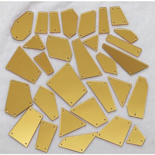 Orange Acrylic Mirror Sew On Rhinestones DIY Flatback Mirror Acryl Sew On Stones with Holes For Sewing