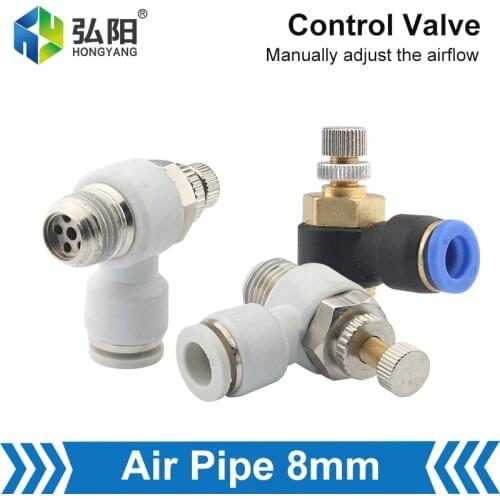 SL Pneumatic Speed Flow Controller 8mm Outer Diameter Hose 1/8 1/4 3/8 1/2 External Thread Air Control Valve Quick Connector
