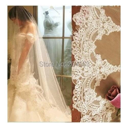3M White/Ivory Stunning Wedding Veil Cathedral Length Lace Edge Wedding Bridal Veil With Comb Wedding Accessories