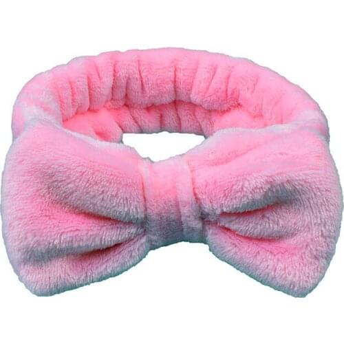 Lovely Bow Headband Coral Fleece Soft Elastic Hairbands For Women SPA Bathe Turban Make Up Wash Face Hair Band Hair Accessories