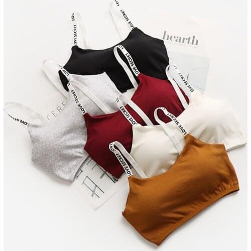 Sexy Seamless Removable Padded Sports Push Up Bra Casual Letter Print Bra Top Fitness Breathable Cotton Women Bra Bralette